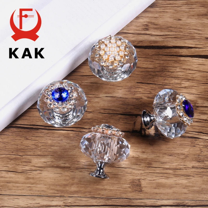 KAK Crystal Cabinet Knobs and Handles Luxury Cabinet Pulls Dresser Drawer Knobs Kitchen Handles Furniture Handle Hardware