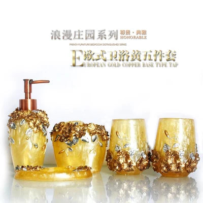 Resin Bathroom Set, Multi Models, Optional, Set of 5 Pieces, Toiletries Kit, Bathroom Accessories