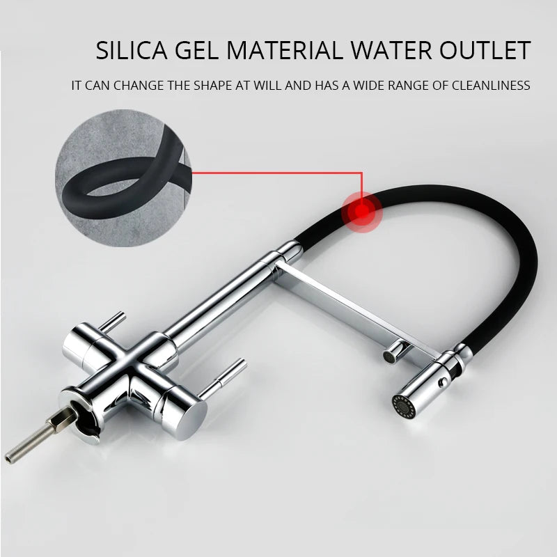 Bagnolux Copper Kitchen Faucets Chrome Kitchen Sink Black hose  Mount Pull Down Dual Sprayer  Nozzle  Mixer Water Taps