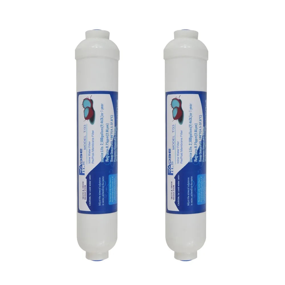 2" OD x 10"  Inline Coconut Carbon GAC Replacement Water Filter For Reverse Osmosis System,refrigerator, Ice Maker - 2 Pack
