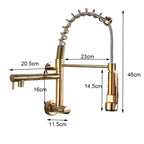 Chrome Black Pull Down Kitchen Faucet Single Cold Water Dual Swive Spout Mixer Wall Mounted Faucet 360 Rotation Bathroom Tap