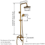 rozin Antique Brass Shower Faucet Set Bathroom Shower Column with Shelf Rainfall Hot Cold Water Mixer Tap Handhold Shower Faucet