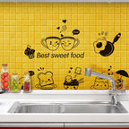 Cartoon Cute Happy Kitchen Food Wall Sticker Living Room Kitchen Restaurant Home Decoration Mural Art Decals Stickers Wallpaper