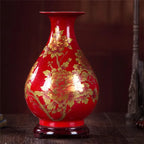 New Chinese Style Vase Jingdezhen Yellow Crystal Glaze Flower Vase Home Decor Handmade Shining Famille Rose Vases