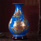 New Chinese Style Vase Jingdezhen Yellow Crystal Glaze Flower Vase Home Decor Handmade Shining Famille Rose Vases
