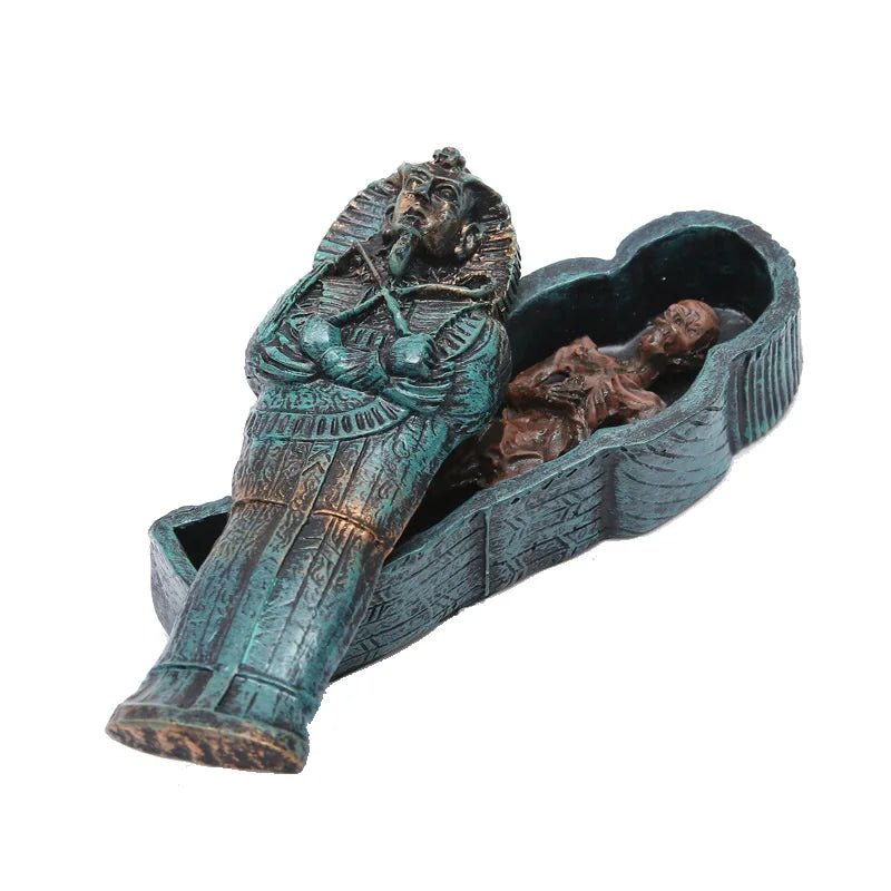 New Resin Figurine Egyptian Mummy In Coffin Home Office Desk Decor Fish Tank Ornament Halloween Party Decoration Dropshipping