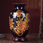 New Chinese Style Vase Jingdezhen Yellow Crystal Glaze Flower Vase Home Decor Handmade Shining Famille Rose Vases