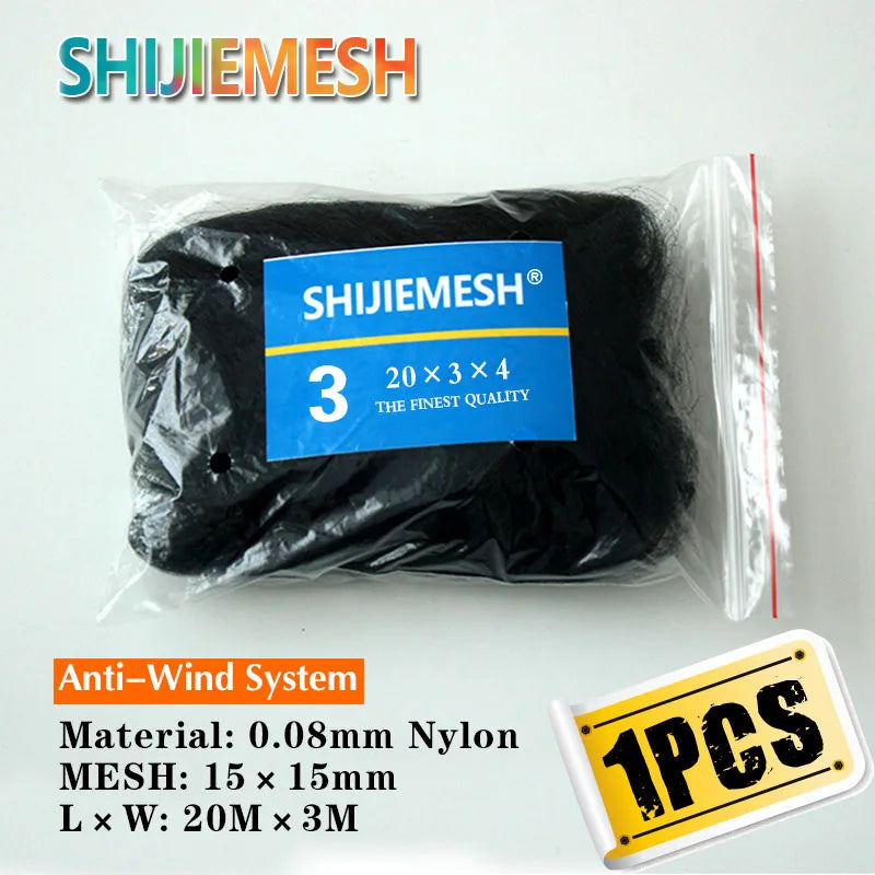 Nylon MONO 0.08mm 20M x 3M 15mm Hole Orchard Garden Anti Bird Knotted Mist Net 1pcs