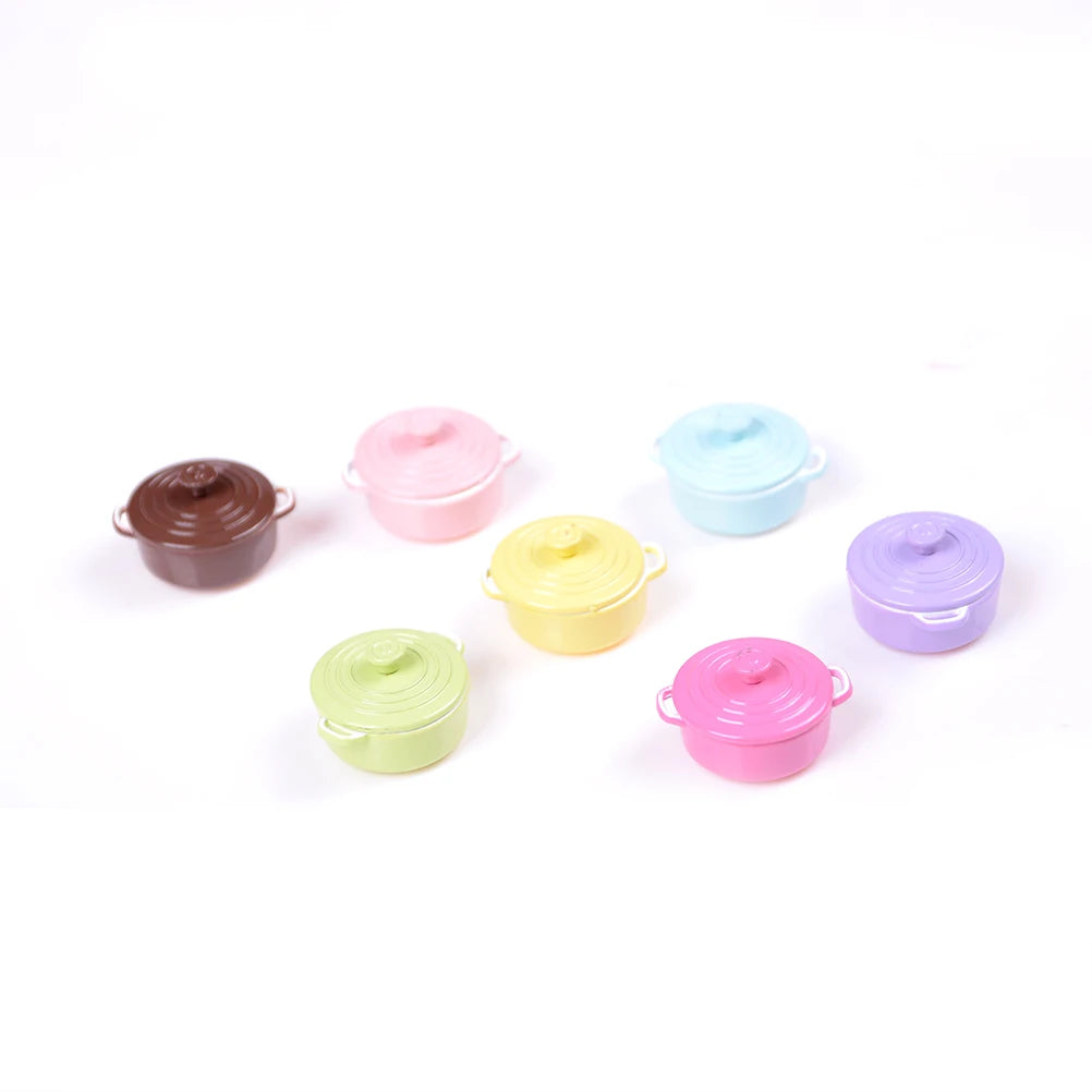 1:12Scale Dollhouse Miniature Kitchen Utensils Cooking Ware Mini Pot Boiler Pan with Lid Doll house Accessories Play Kitchen Toy