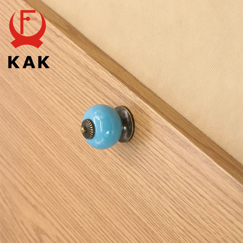 KAK Colored Ceramic Drawer Knobs Cabinet Cupboard Handles Simple Design Knobs Single Hole Handles Furniture Hardware