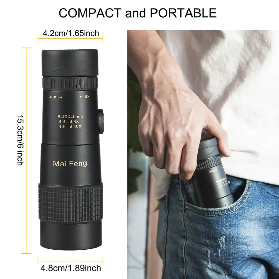 Professional Waterproof Monocular w/ Phone Clip & Tripod