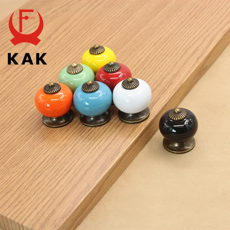 KAK Colored Ceramic Drawer Knobs Cabinet Cupboard Handles Simple Design Knobs Single Hole Handles Furniture Hardware