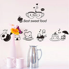 Cartoon Cute Happy Kitchen Food Wall Sticker Living Room Kitchen Restaurant Home Decoration Mural Art Decals Stickers Wallpaper