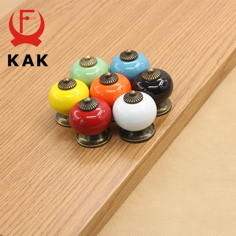 KAK Colored Ceramic Drawer Knobs Cabinet Cupboard Handles Simple Design Knobs Single Hole Handles Furniture Hardware