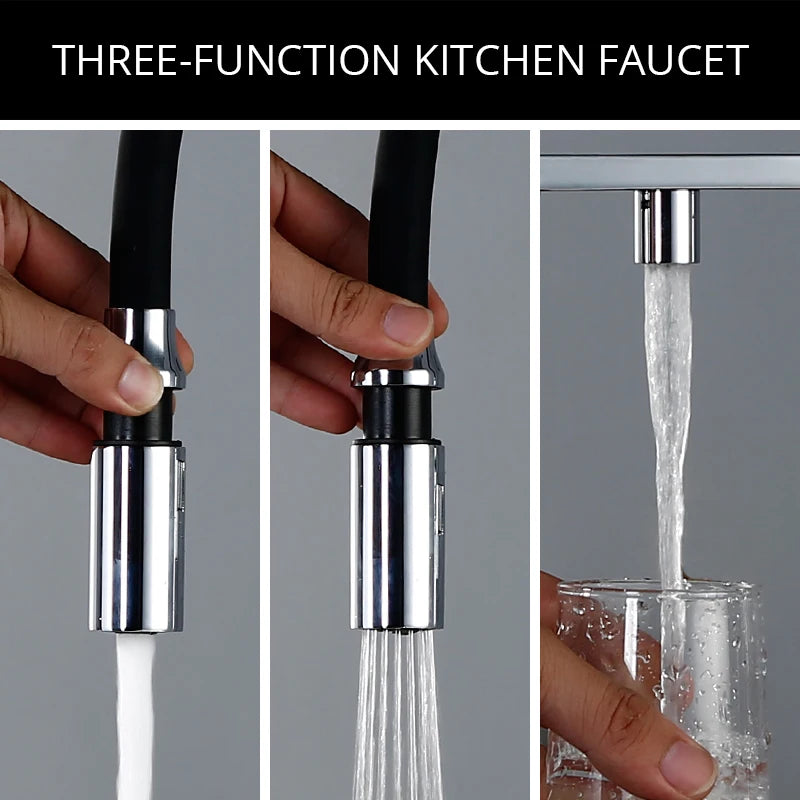 Bagnolux Copper Kitchen Faucets Chrome Kitchen Sink Black hose  Mount Pull Down Dual Sprayer  Nozzle  Mixer Water Taps