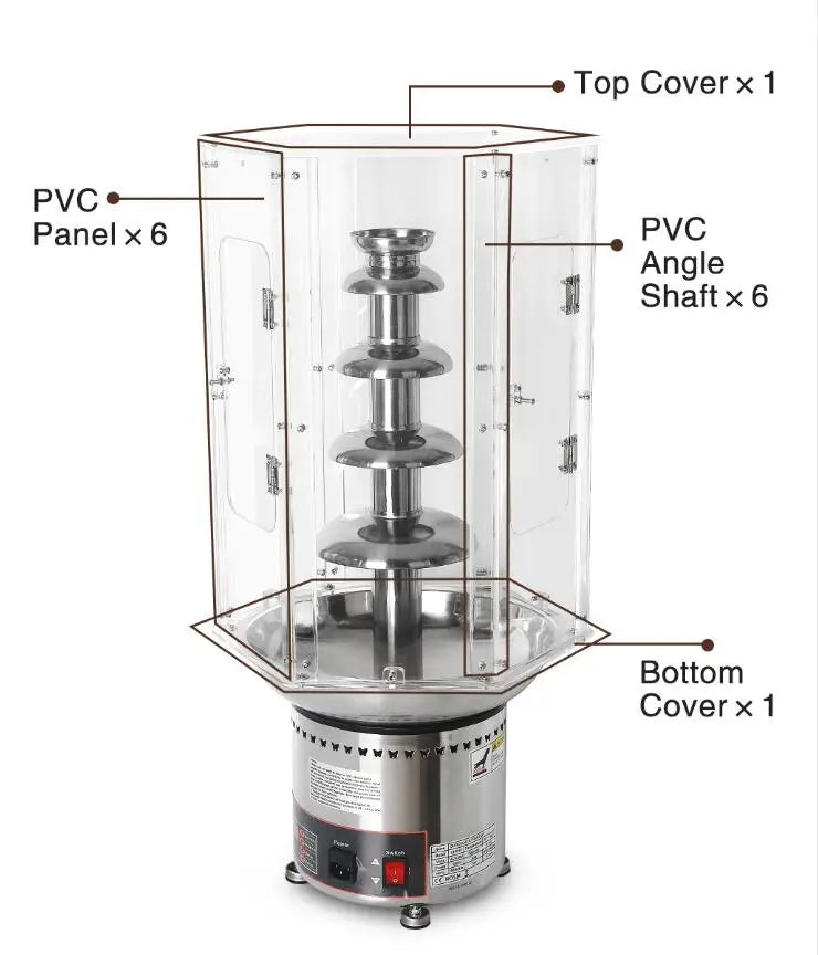 PVC Material Chocolate Fountain Cover Machine cover 4/5/6/7 Tiers Chocolate Melting Machine Chocolate Fondue Machine cover