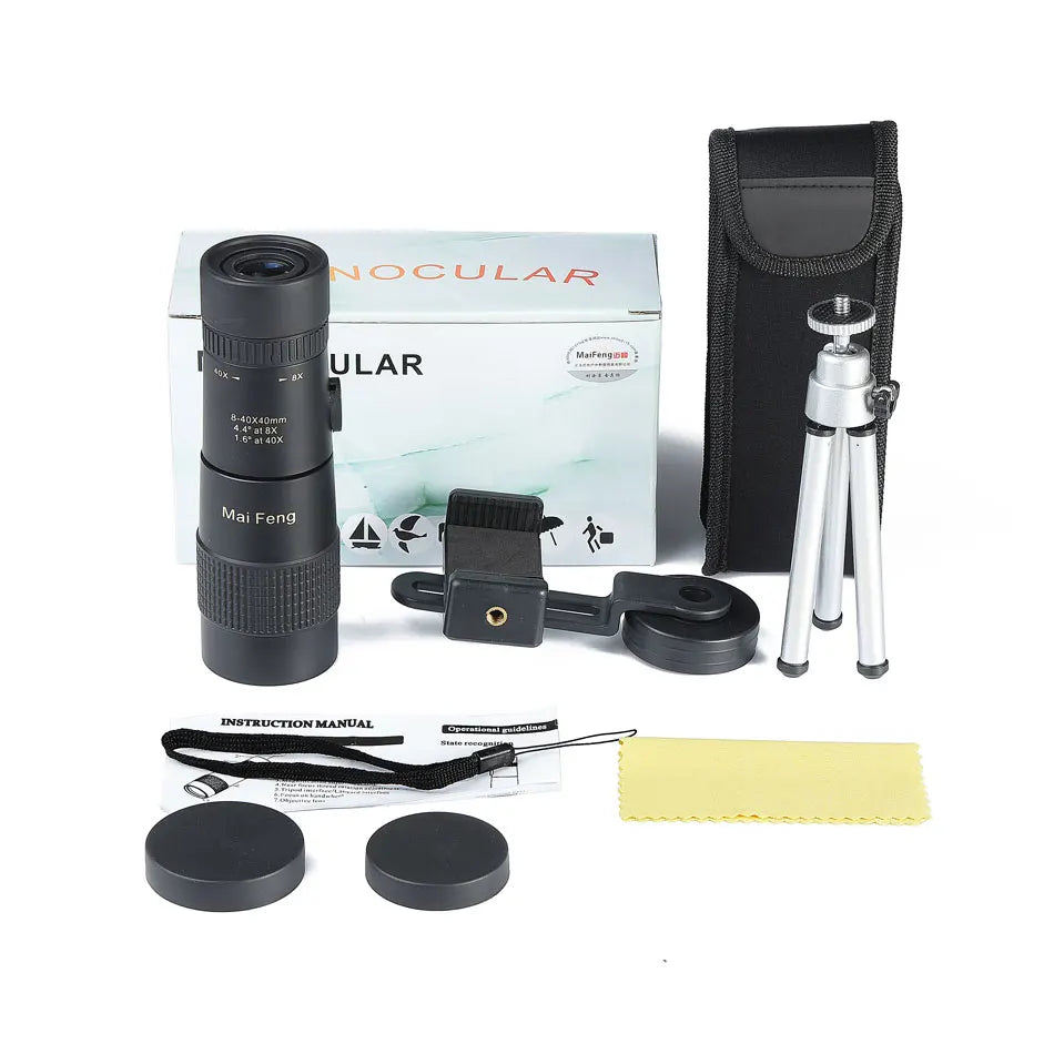 Professional Waterproof Monocular w/ Phone Clip & Tripod