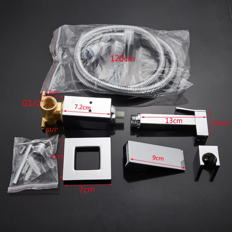 SHBSHAIMY Black Brass Bathroom Bidet Faucets High Pressure Sprayer Shower Tap Bidet Toilet Washer Hot and Cold Water Mixers