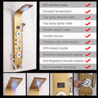 Gold Shower Panel LED Light Bathroom Six Functions Shower Column Tower Digital Screen Waterfall Shower Massage Spa Jets Tub