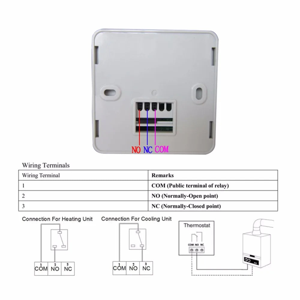 86mm/3-inch Thermostat Temperature Controller Wall Mounted Thermoregulator Large LCD Display Temp Controlling Tool