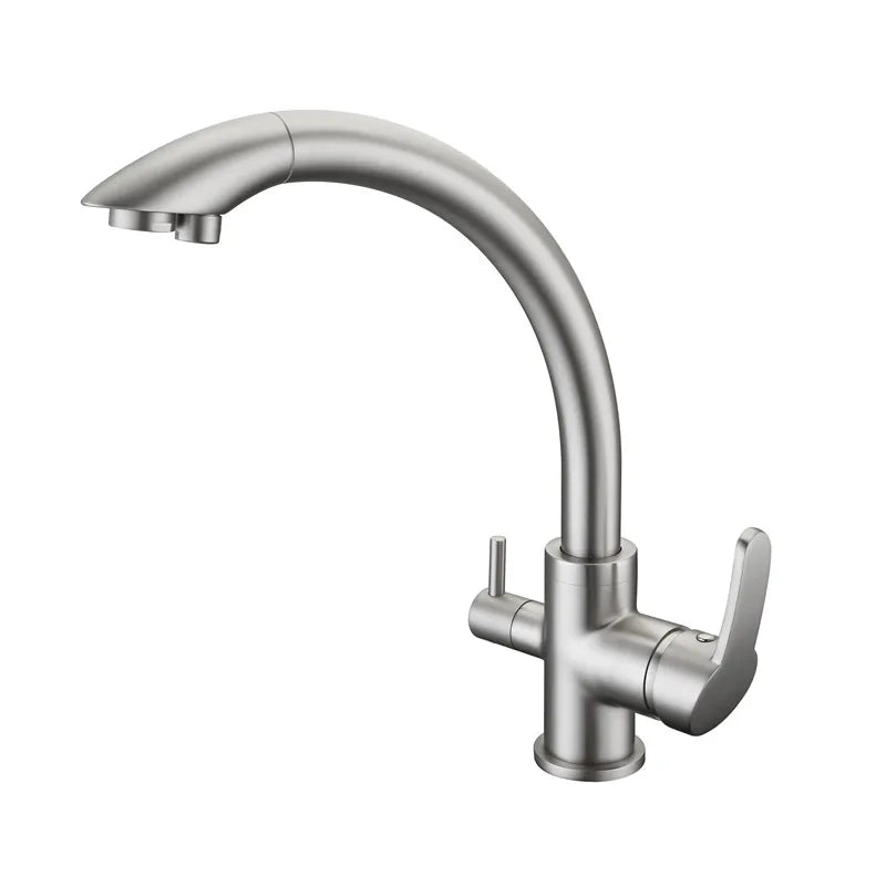 New Solid Brass Swivel 3 in 1 Drinking Water Kitchen Faucets Robinet Para Torneira Wels Sink Mixer Tri Flow 3 Way Filter Taps