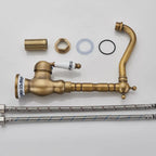 Antique Brass Kitchen Faucet Hot & Cold Mixer Tap Single Hole Bathroom Faucet  Rotatable crane Blue and white porcelain handle