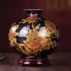 New Chinese Style Vase Jingdezhen Yellow Crystal Glaze Flower Vase Home Decor Handmade Shining Famille Rose Vases