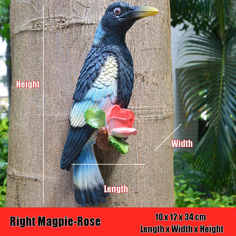Creative Resin Parrot Wall Tree Mounted Outdoor Garden Decoration Statue Animal Sculpture For Home Office Garden Decor Ornament
