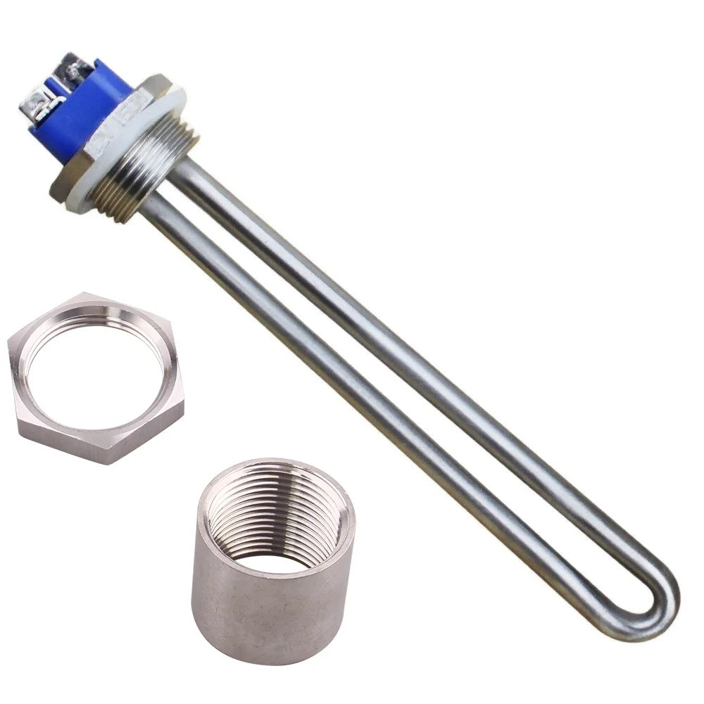 12V/24V DC Immersion Water Heater Submersible Heating Element with 1 Inch NPT Thread  Tubular Heater 150W/300W /600W SUS304