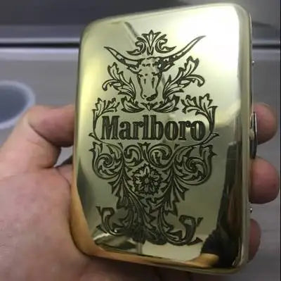 Pure Copper Engraving Cigarette Case, 16 Sticks, Anti-pressure Portable Storage, Smoking Vintage Box