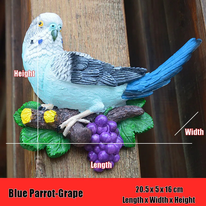 Creative Resin Parrot Wall Tree Mounted Outdoor Garden Decoration Statue Animal Sculpture For Home Office Garden Decor Ornament