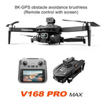 US Stock V168 MAX GPS Drone 4K Professional HD Dual Camera Brushless Motor Long Range WIFI FPV App Control RC Drone with Screen