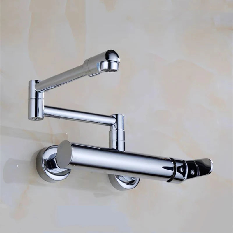 Telescopic Folding Kitchen Faucets Black Brass 360 Rotate Wall Mounted Bathroom Hidden Faucet Fold-able Crane Sink Mixer Tap
