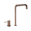 Smesiteli 360 Degree Swivle Kitchen Faucet Solid Brass Double Hole Single Handle Matt Black L-Shaped Kitchen Wash Basin Faucet