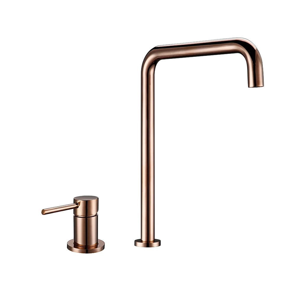 Smesiteli 360 Degree Swivle Kitchen Faucet Solid Brass Double Hole Single Handle Matt Black L-Shaped Kitchen Wash Basin Faucet