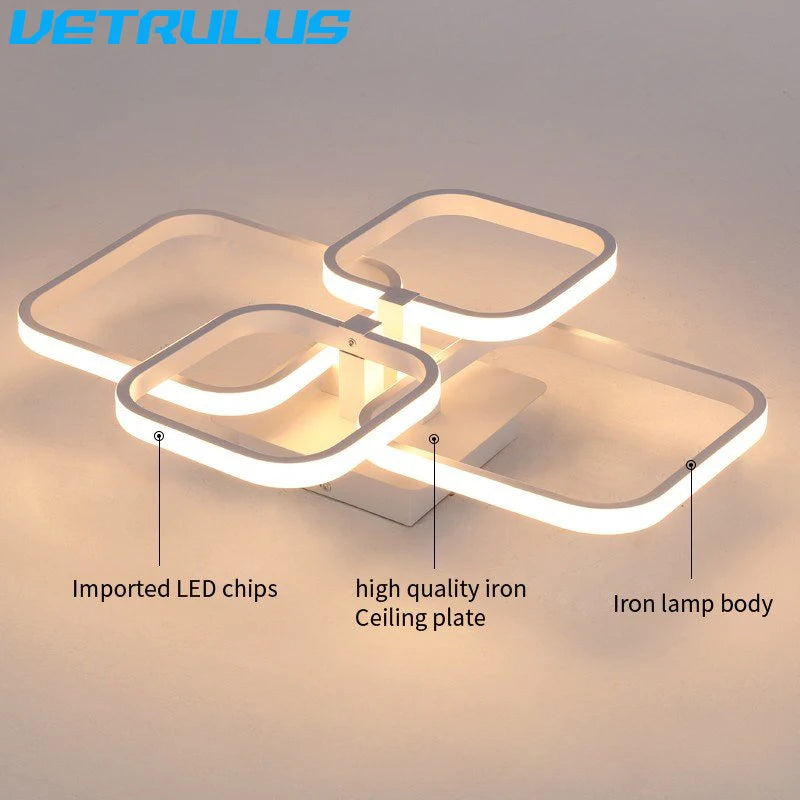 Modern LED Ceiling Lamp White Acrylic Chandelier Fixture Nordic Aluminum Lights Living Dining Room Lustre Hall Decor Plafon