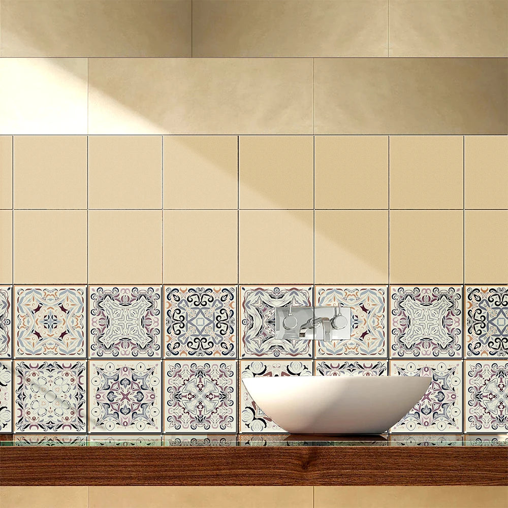 Tile Stickers Waterproof Kitchen Retro Moroccan Self Adhesive Bathroom Decal Vinyl Peel And Stick Wall Decoration Wallpaper