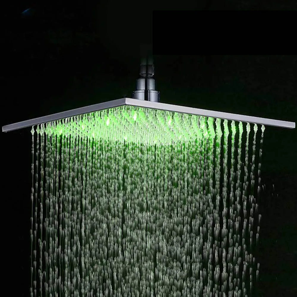 304 Stainless Steel 16 Inch Rain Shower Head Square Led Light Shower Faucet 40cm Rain Shower multiple styles Bathroom Faucet