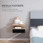 Homcom Set of 2 Floating Nightstands with 1 Drawer and Shelf 35X32X22.5 cm