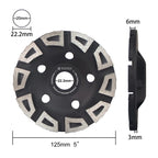 T TOVIA Diamond Cup Grinding Wheel 125mm Double-row Diamond Grinding Wheel for Cement Granite Wall Tiles Stone Concrete Asphalt