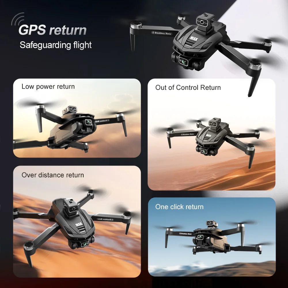 US Stock V168 MAX GPS Drone 4K Professional HD Dual Camera Brushless Motor Long Range WIFI FPV App Control RC Drone with Screen