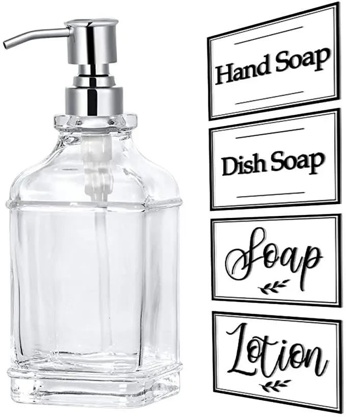 300/550Ml Soap Dispenser High Quality Antique Thick Clear Glass Hand Soap Dispenser Stainless Steel Pump Bathroom Bottles Tool