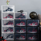Dustproof AJ Sneakers Storage Box, Hardened Plastic Shoe Box, Stackable Cabinet, High-Top Shoes Organizers, Rack, 2Pcs