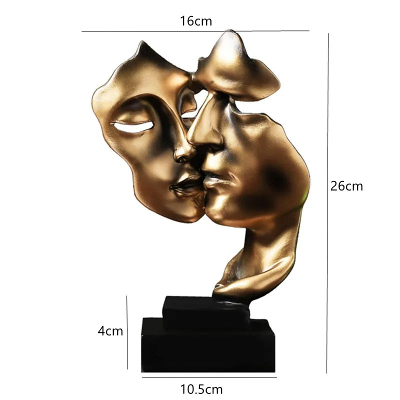 Vilead Nordic Mask Abstract Statue Resin Golden Figurines Home Decoration Accessories Office Living Room Interior Desktop Decor