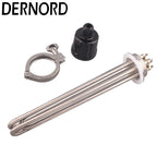 DERNORD 2 Inches Tri-Clamp Brewing Heating Element SUS304 3/4.5/6/9/12kw Immersion Water Tubular Electric Heater 220V 380V