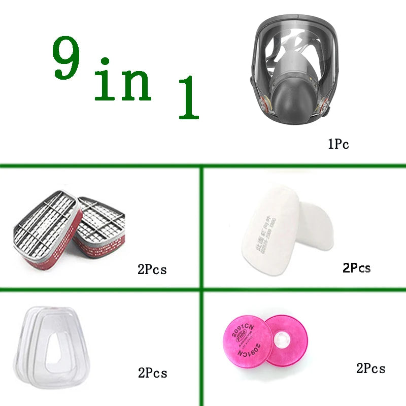 Industrial Full Face Gas Mask | Anti-Fog Dustproof Respirator for Painting & Spraying (6800)