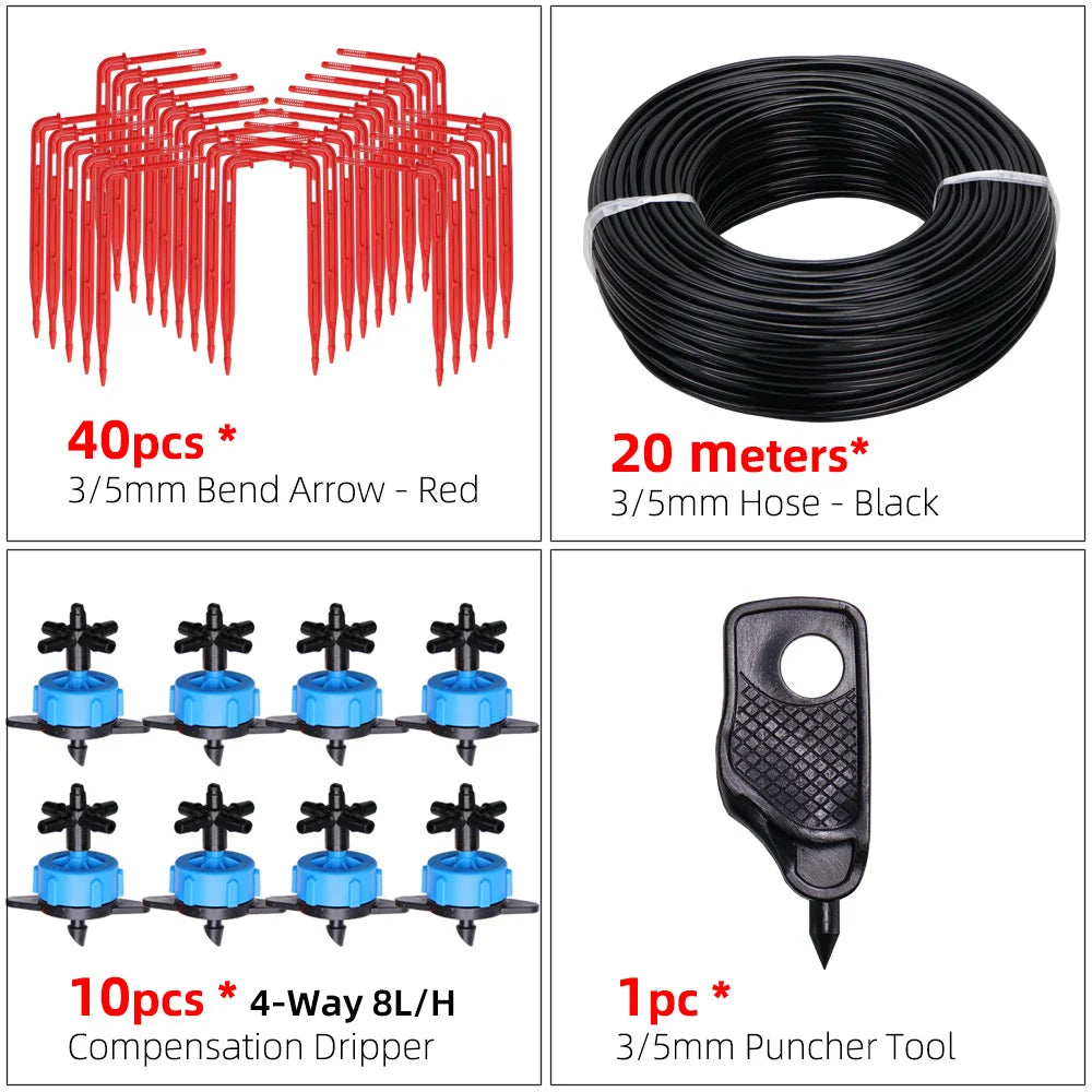 Greenhouse drip irrigation 4-way drip arrow 2-way transmitter irrigation system Potted plants with greenhouse suite 10set 20set