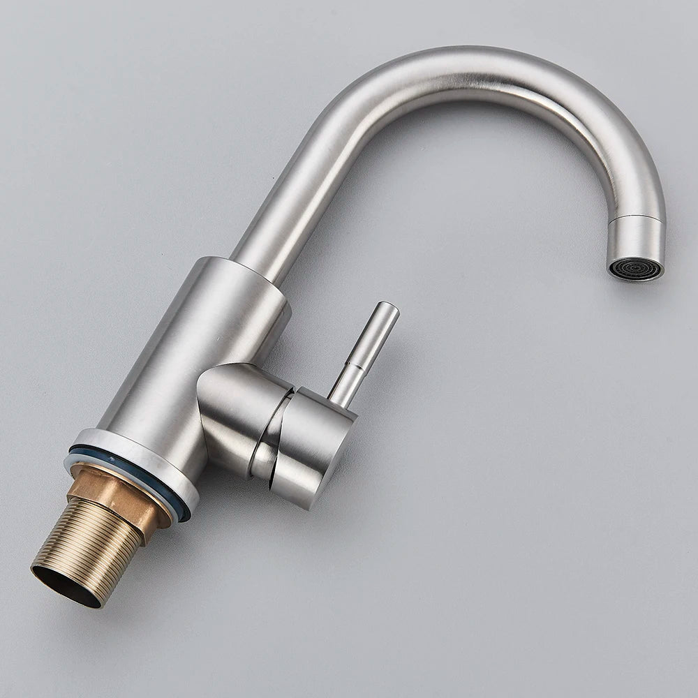Suguword Bathroom Basin Faucet Stainless Steel Hot Cold Wash Mixer Crane Tap Rotation Sink Faucets Single Handle