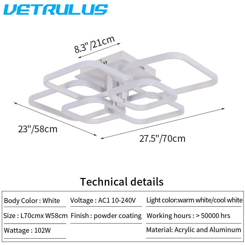 Modern LED Ceiling Lamp White Acrylic Chandelier Fixture Nordic Aluminum Lights Living Dining Room Lustre Hall Decor Plafon