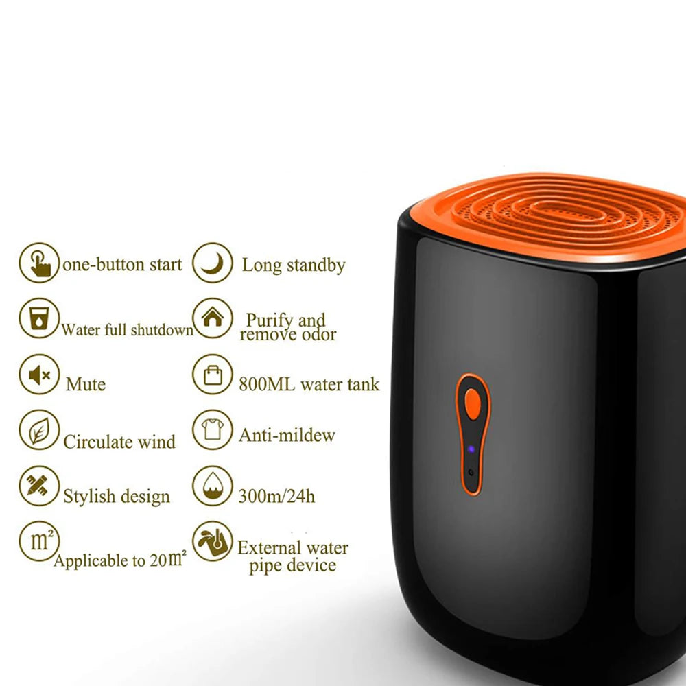 Dehumidifier Moisture Absorbers Air Dryer With 800ml Water Tank Quiet